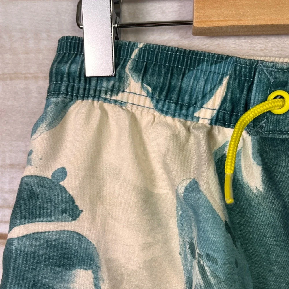 Tea Collection Boys 6 Teal Tropical Palm Swim Swimsuit‎ Trunks Board Shorts